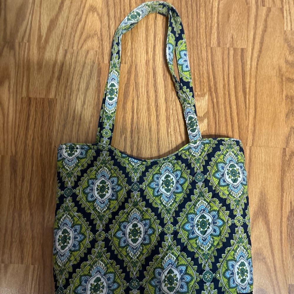 Vera Bradley Cambridge Quilted Navy and Green Patterned Purse